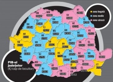 A megyék egy főre eső nemzeti összterméke euróban