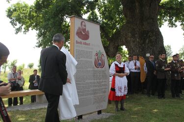 Kálnokon leleplezték a Bedő Albert emlékét őrző cserefa műalkotást