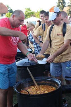 Gombapaprikást oszt Diószegi László