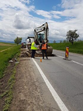 Útjavítás Dálnoknál. Fotó: Brassó Megyei Regionális Útügyi Igazgatóság 