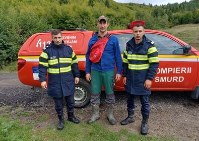 Az eltűnt férfit megtalálók. Fotó: Katasztrófavédelmi Felügyelőség