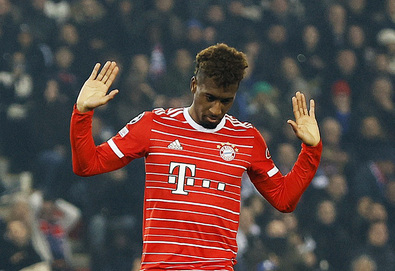 A PSG-nevelés Kingsley Coman nem ünnepelte látványosan a gólt. Fotó: Reuters / Christian Hartmann